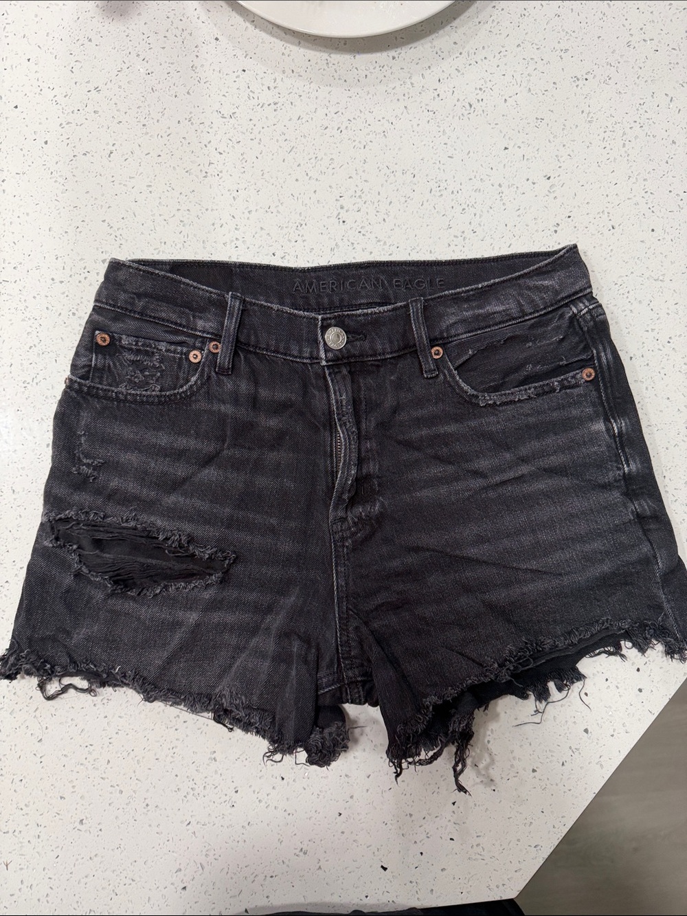 American Eagle Outfitters Black Distressed Cutoff Jean Shorts